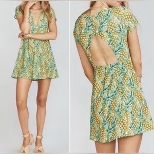 Show Me Your Mumu Ibiza Mini Dress Pineapple Print Sz M Cut Out Detail Tropical
